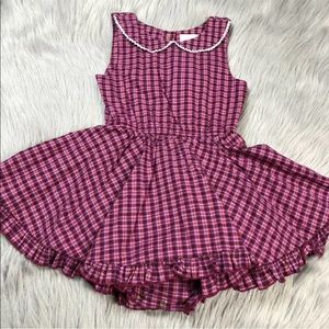 Little Minis Peter Pan Collar Pink Plaid Ruffle Dress W/ Bloomers 4T